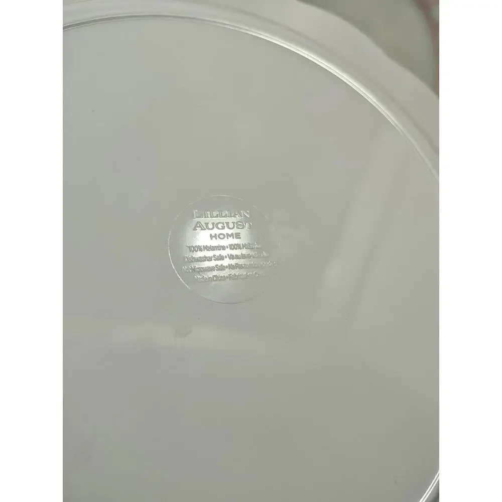 Lillian August French Farmhouse Pink/White Melamine Dinner Plates 11